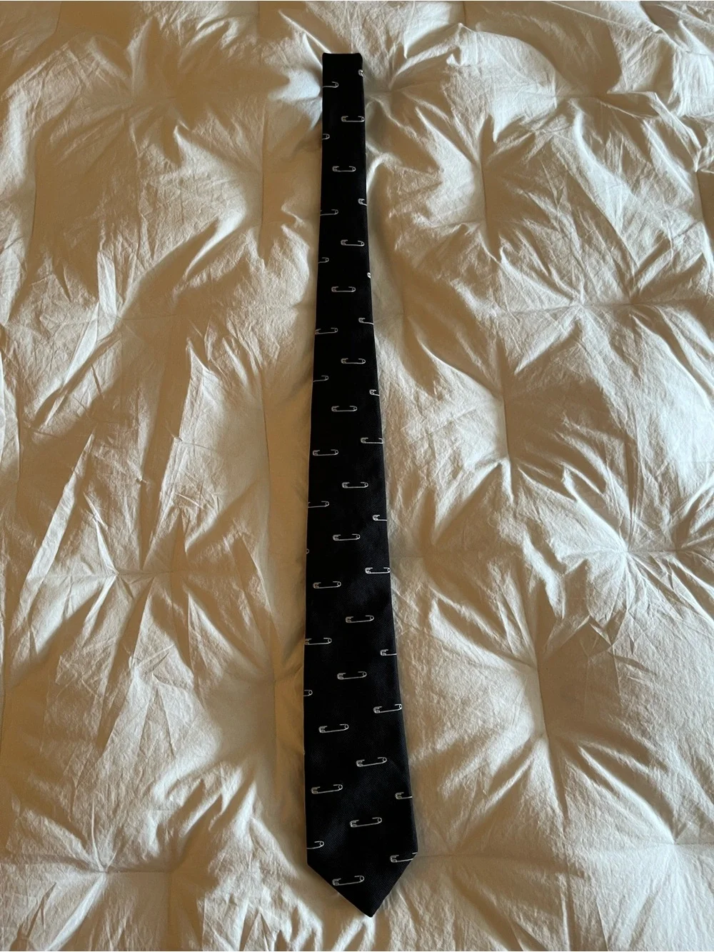 Psycho Bunny Black Safety Pin 100% Silk Tie